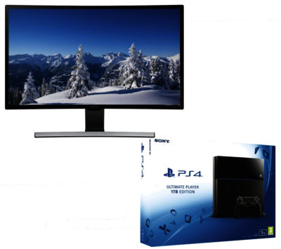 Sony PlayStation 4 (1 TB) & 27  Curved LED TV Bundle